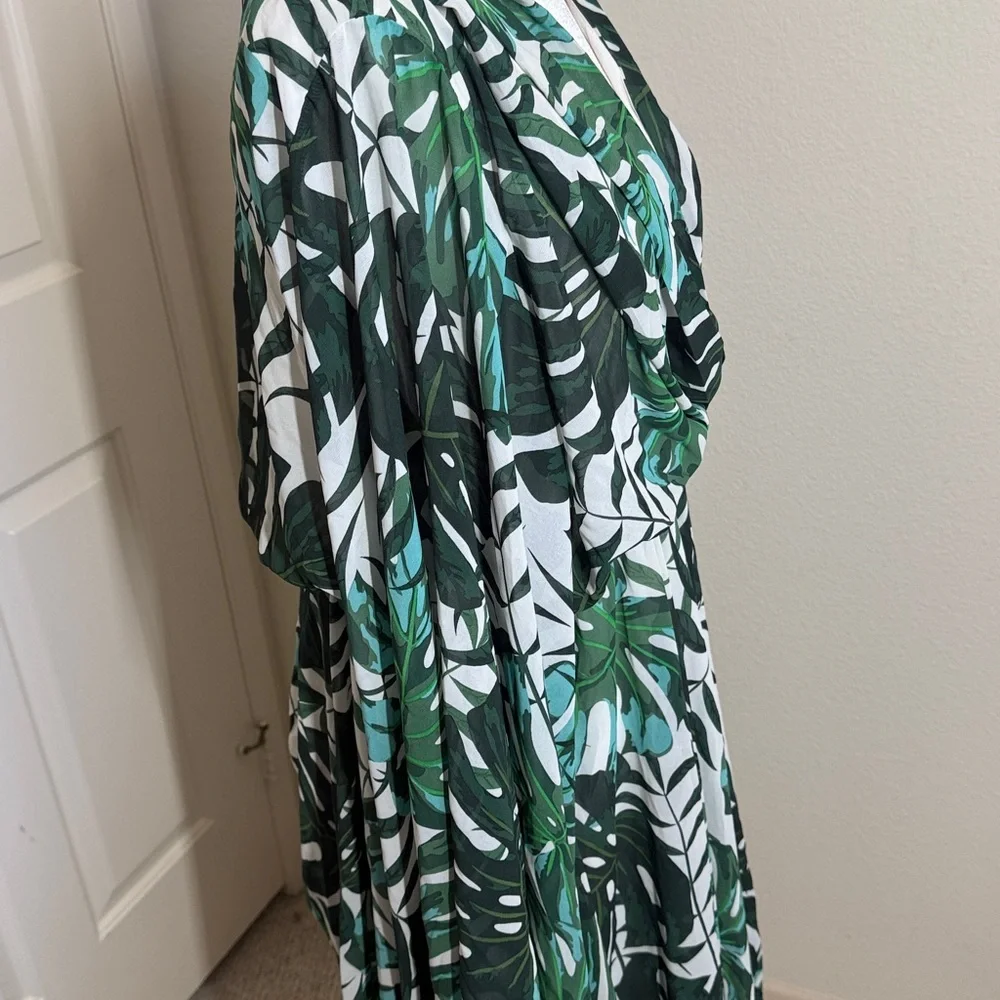 Meghan LA Tropical Leaf Print Handkerchief Dress - Picture 3 of 11